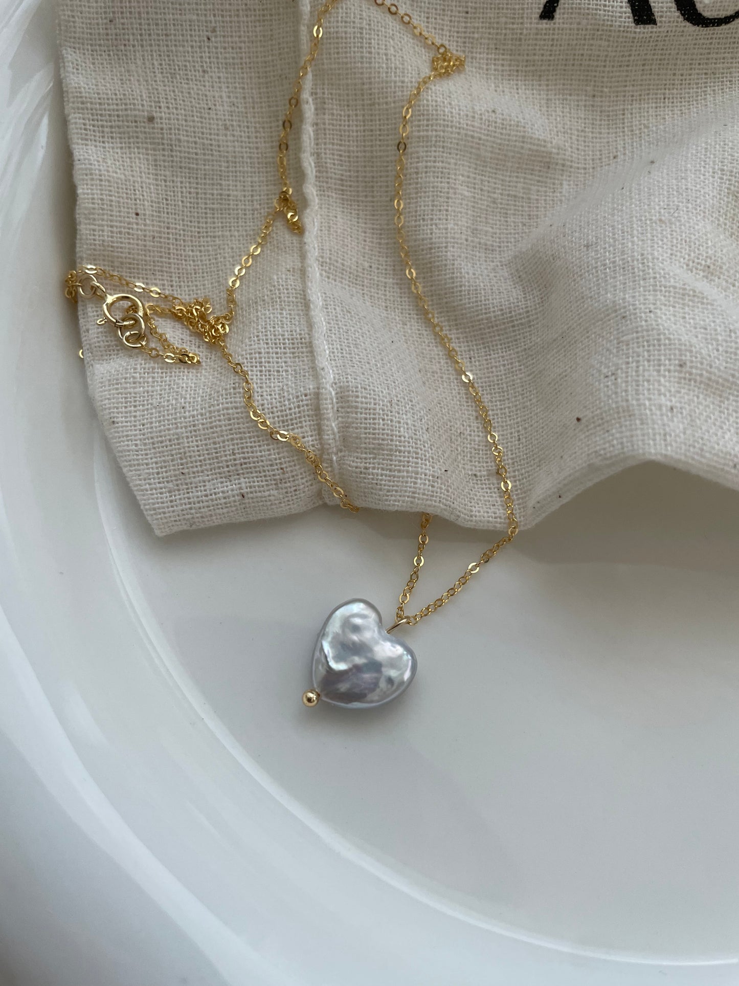 Heart Baroque Pearl Necklace with 14K Gold Spring Ring Clasp