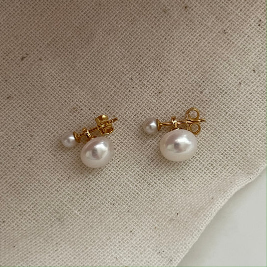 Drop Earrings with Natural Freshwater Pearls in 14K Gold